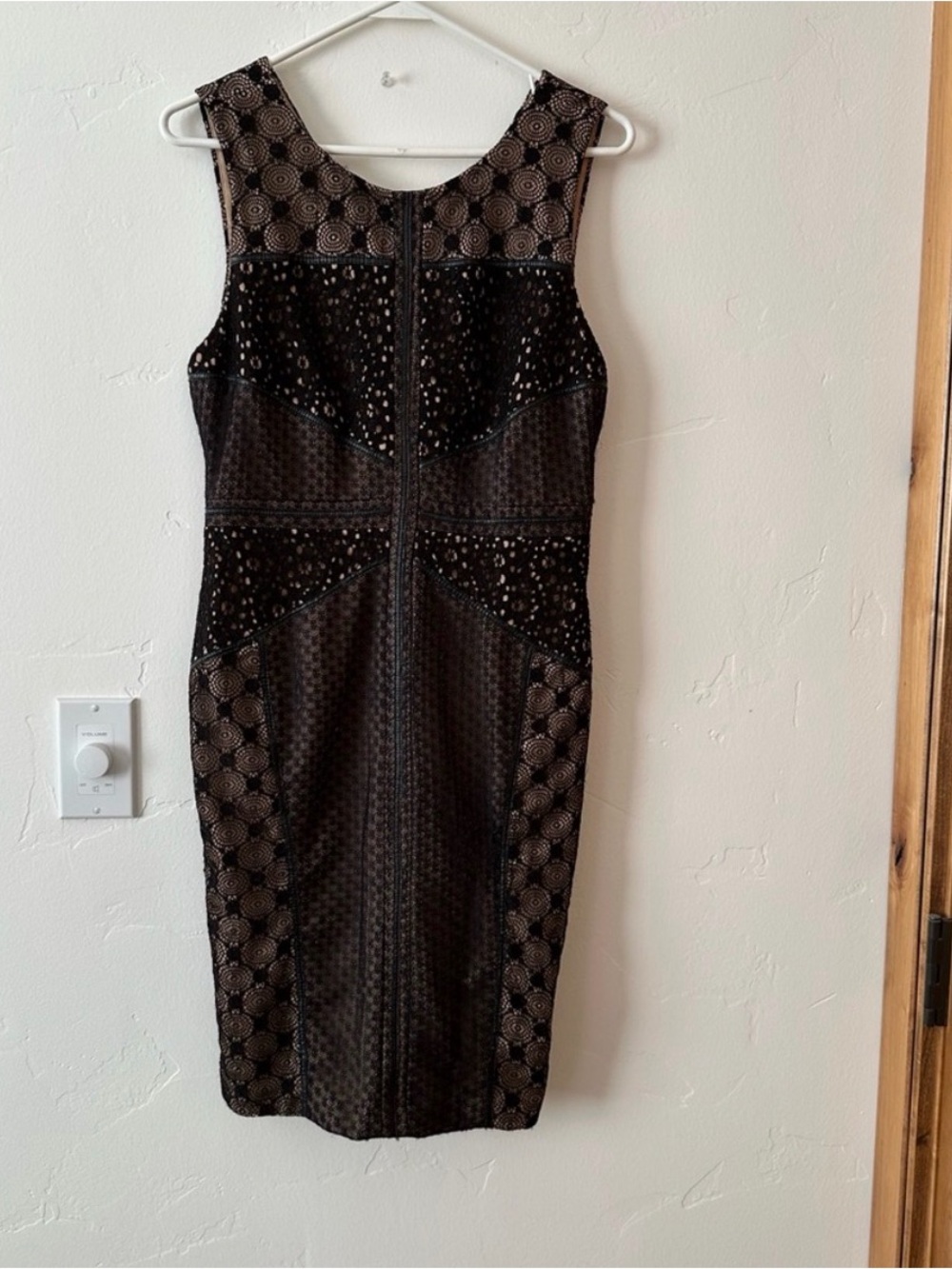 Anthropologie Heartloom Black Textured Panel Sheath Dress
